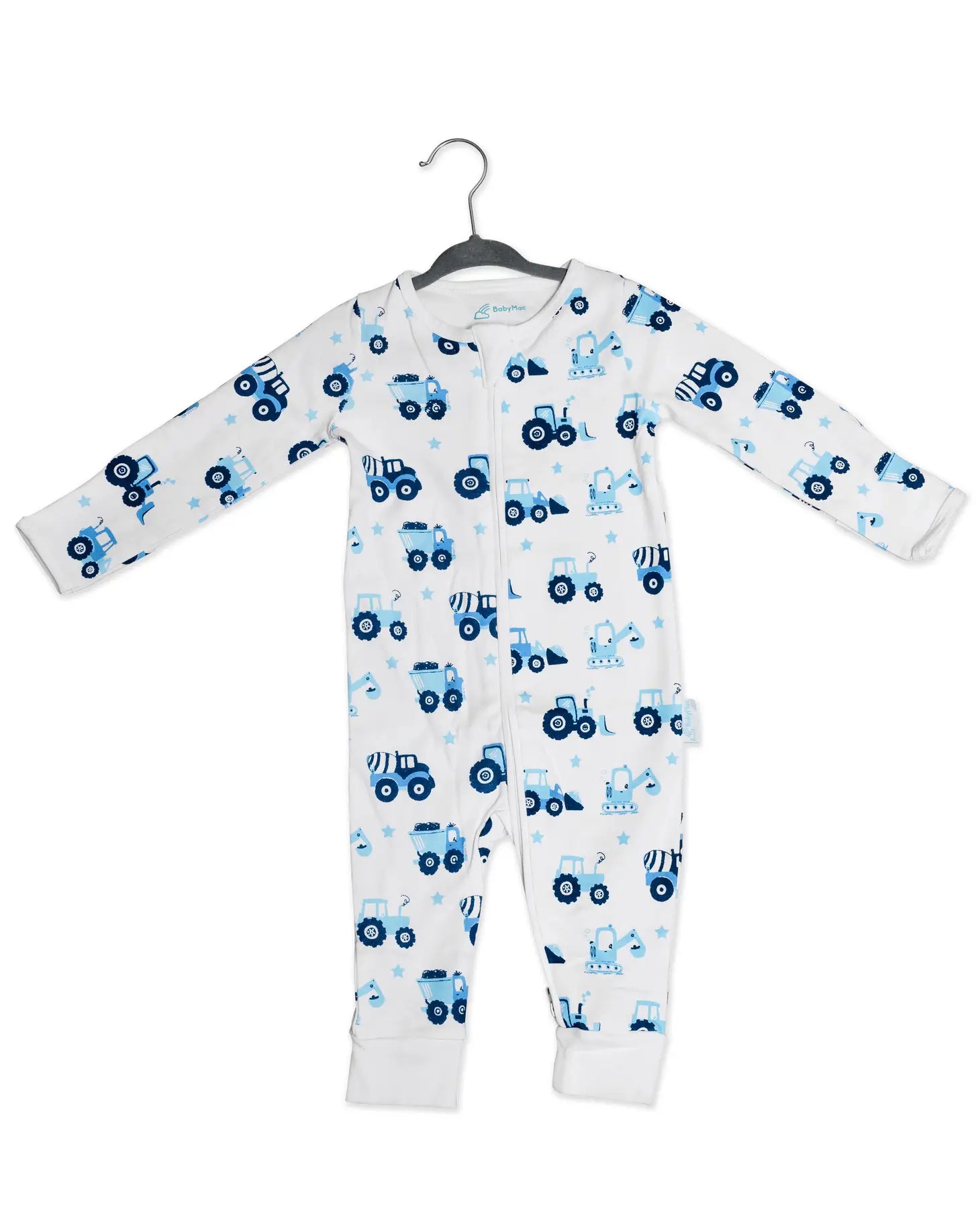 BabyMac Organic Cotton Sleepsuit Vehicle Print Zip up