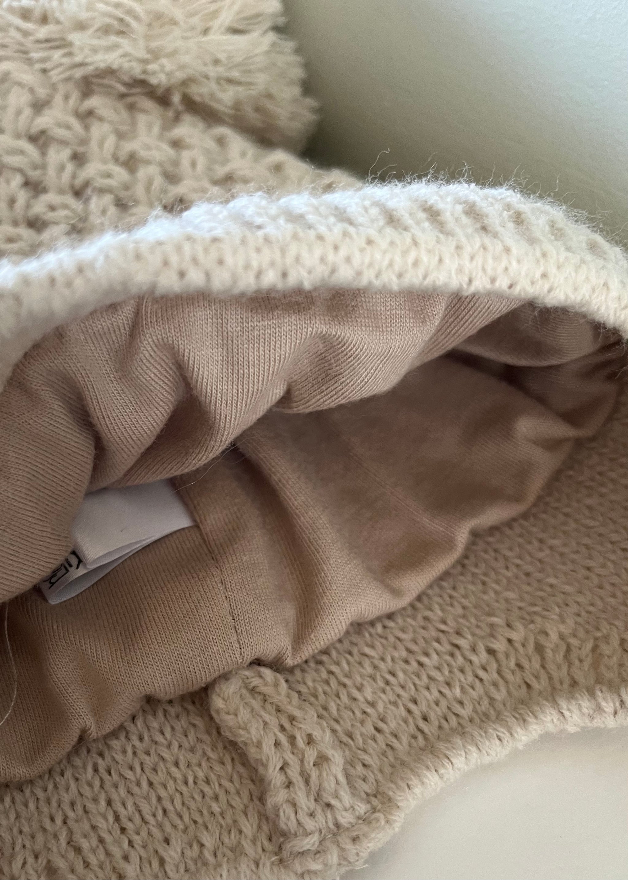 Baby Curly Wurly Biscuit Double Pom Knitted Bobble Hat