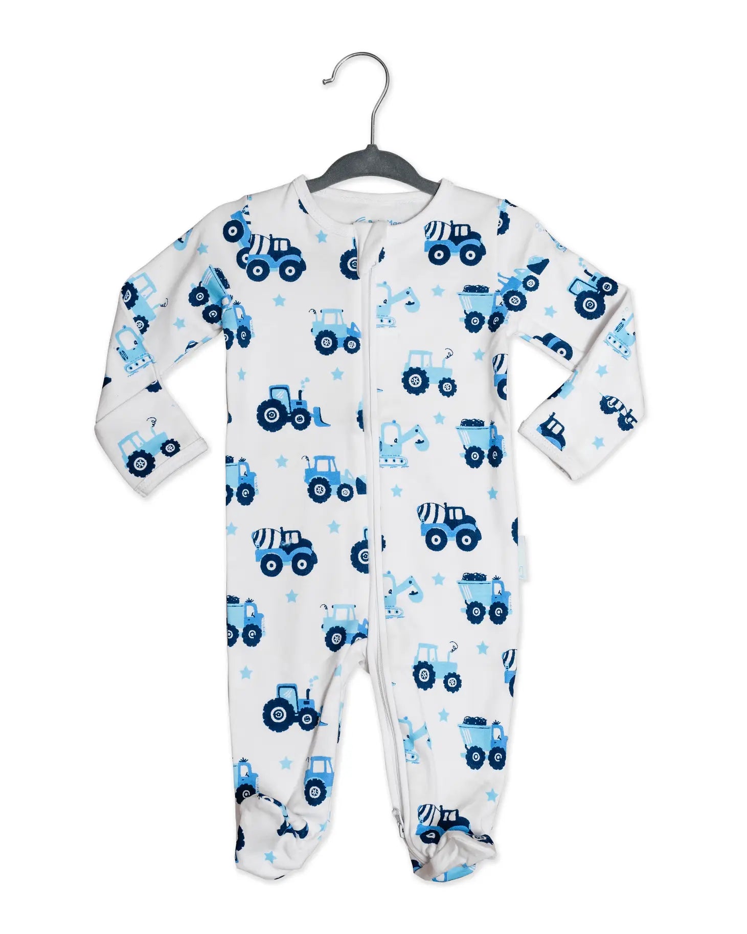 BabyMac Organic Cotton Sleepsuit Vehicle Print Zip up