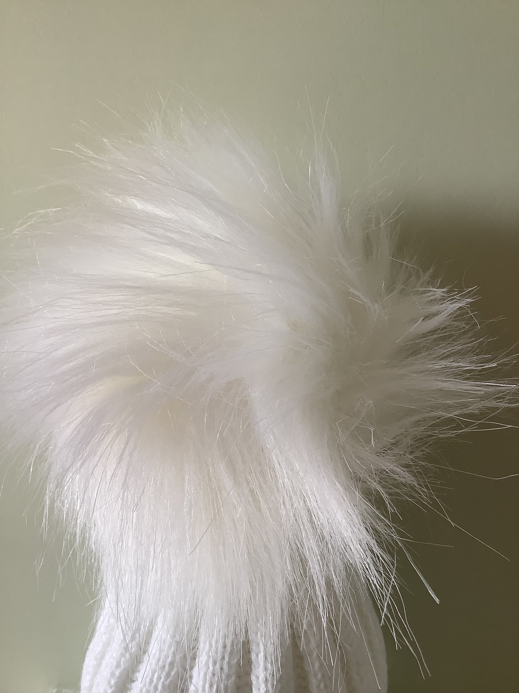 Baby White Faux Fur Pom Knitted Bobble Hat Cascade