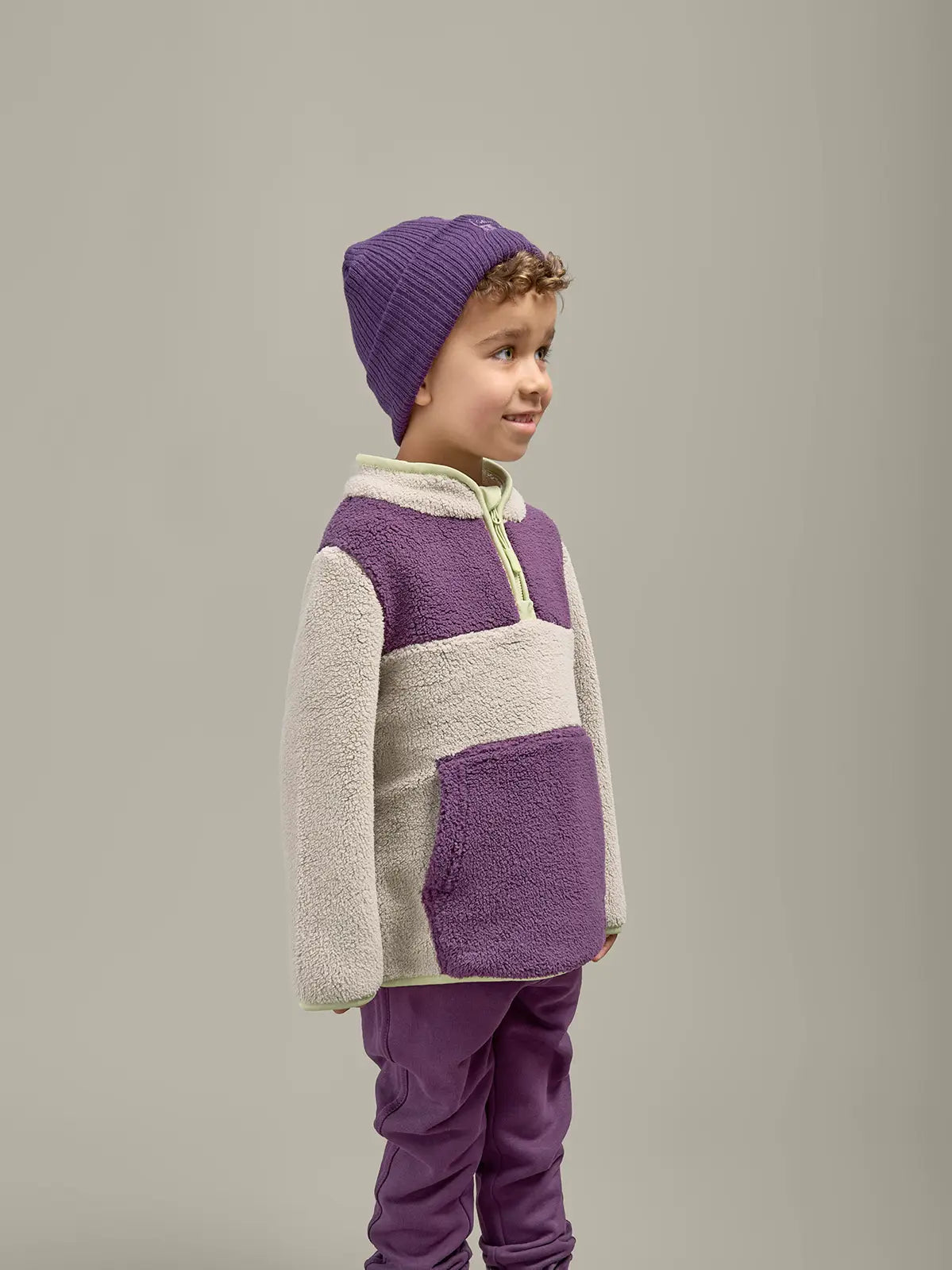 Amethyst Purple & Geothermal Grey Borg Quarter Zip Jumper Grass & Air