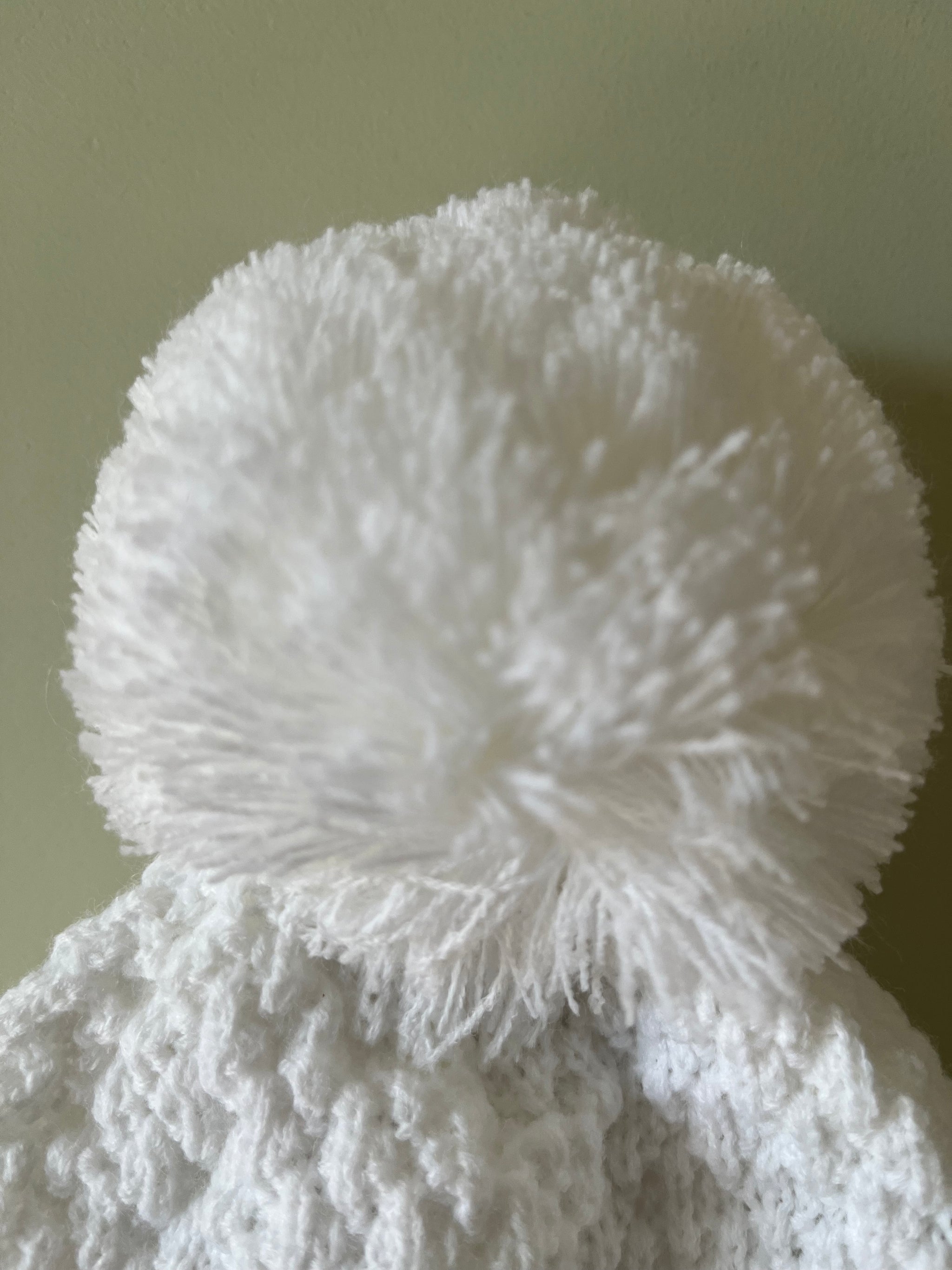 Baby Fantasia White  Pom Knitted Hat