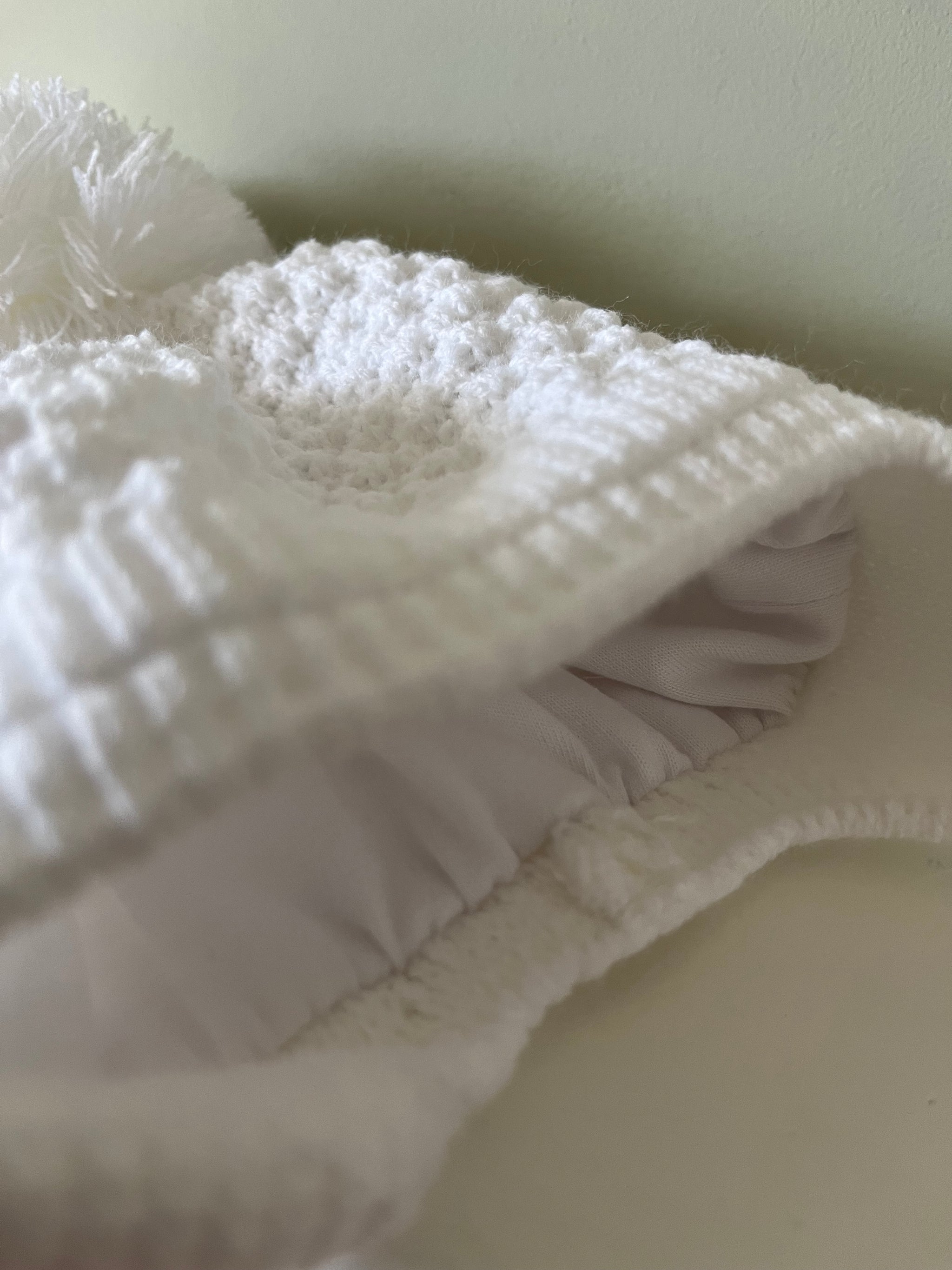 Baby Fantasia White  Pom Knitted Hat