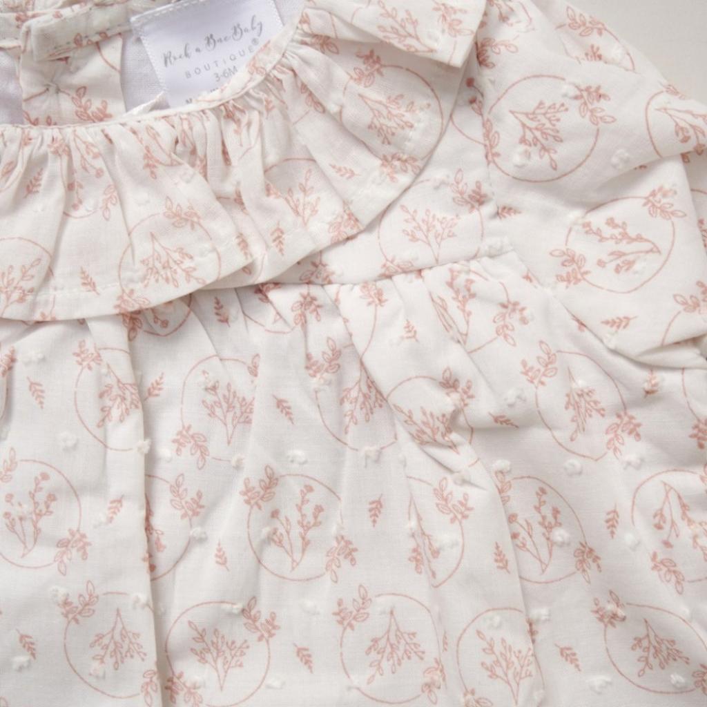 Dusty Rose Knitted & Woven Floral Set Rock-a-Bye Baby