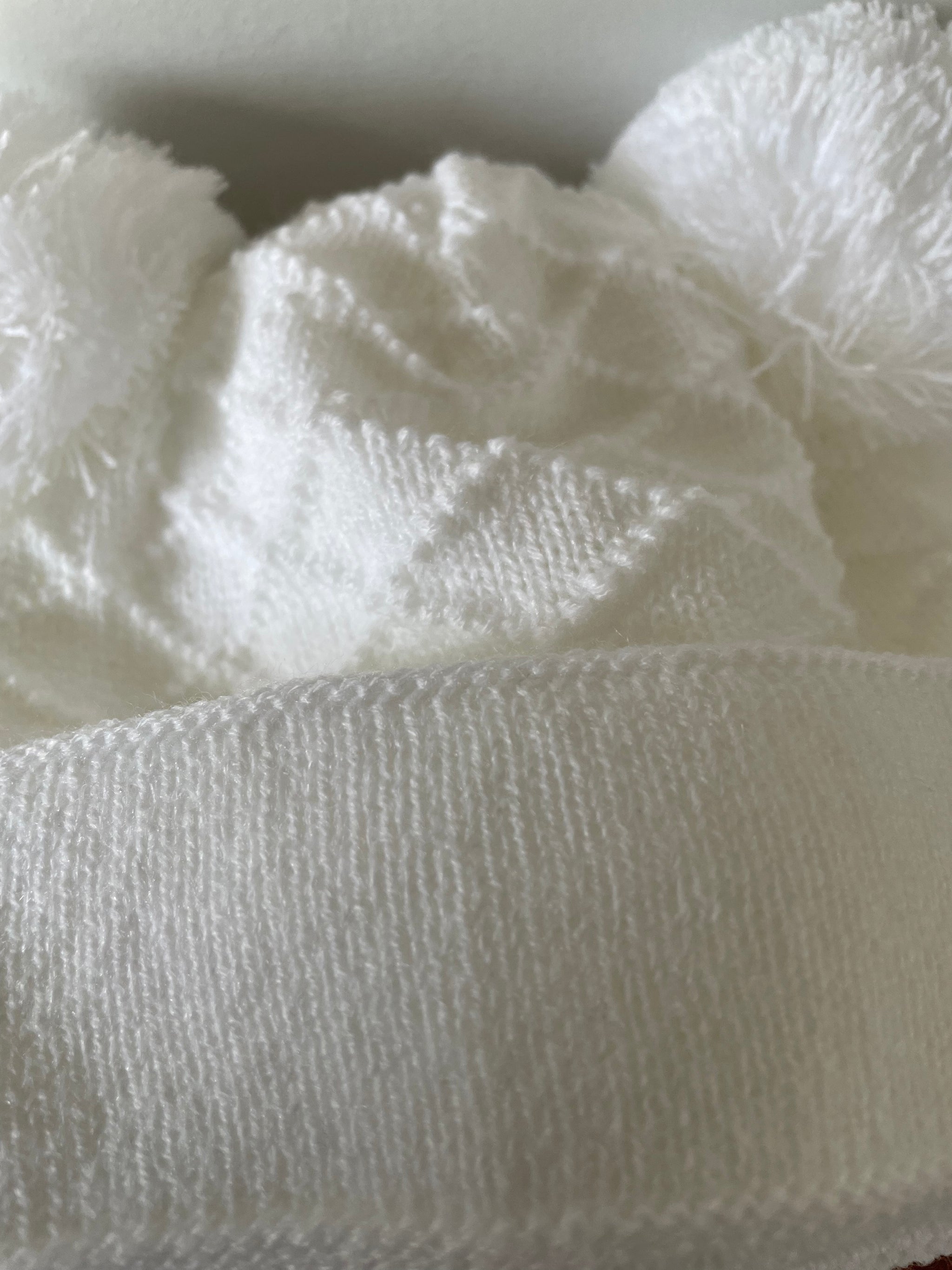 Baby Hopscotch White Double Pom Knitted Bobble Hat