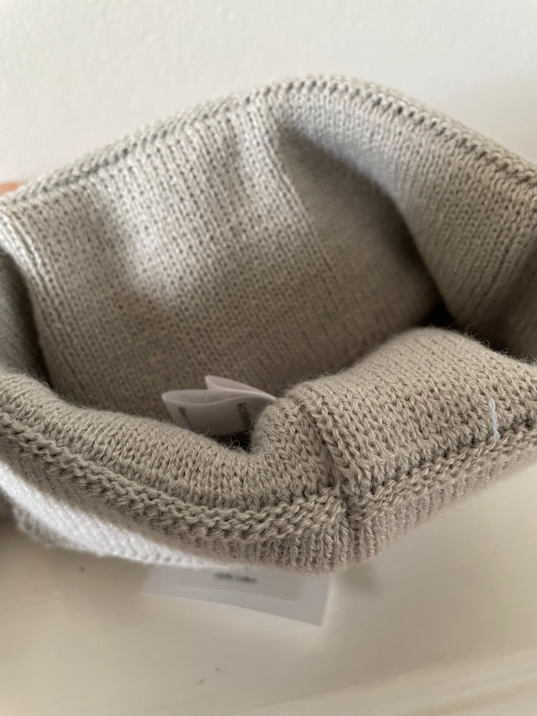 Baby Bobble Hat Grey Hopscotch Double Pom Knitted