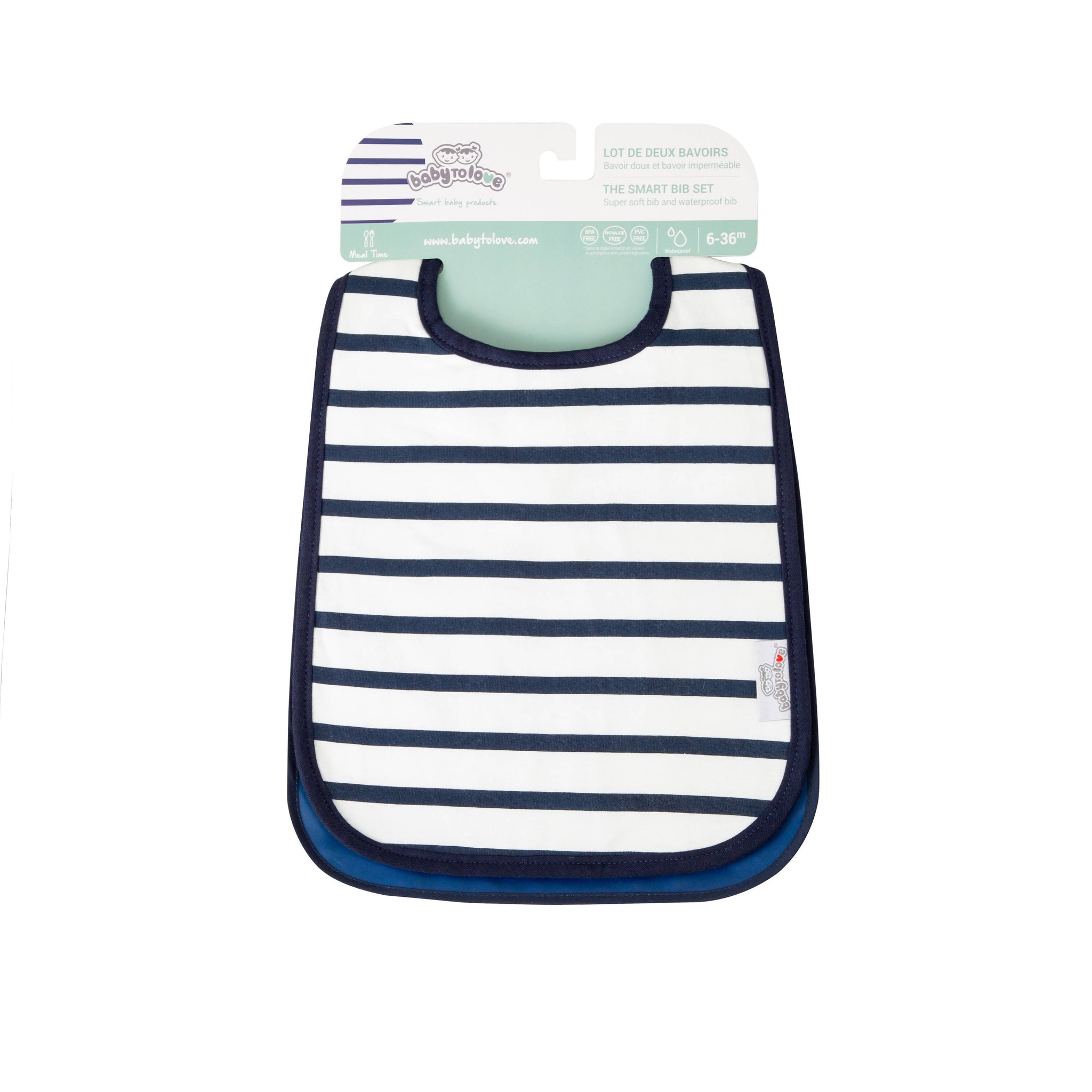 BTL Set of 2 Bibs - Blue Stripes