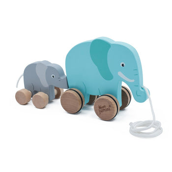Jumini Wooden Pull Along Elephants Safari Collection Toy