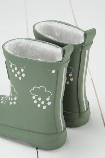 Khaki Green Colour-Changing Kids Wellies Grass & Air