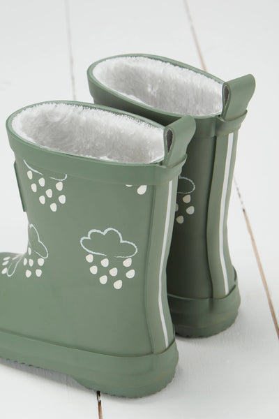 Khaki Green Colour-Changing Kids Wellies Grass & Air