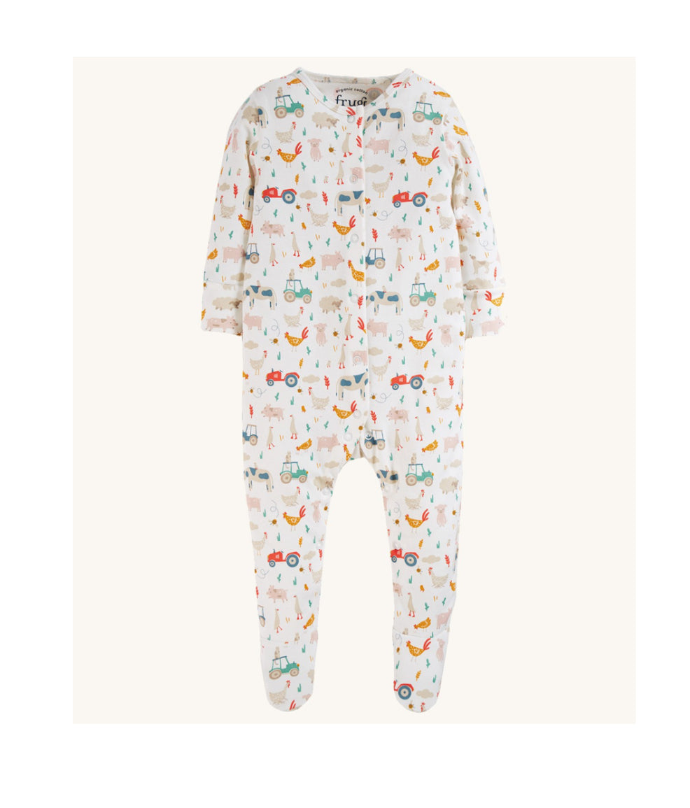 Frugi Lovely Babygrow Farmyard Friends