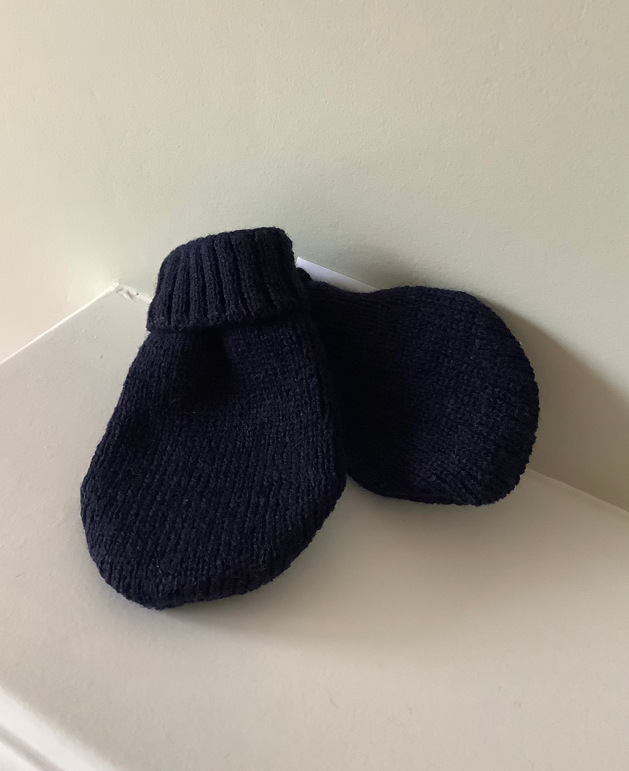 Navy Knitted Baby Mittens