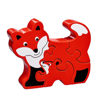 Fox & cub puzzle - Handmade fair trade wooden kids toy