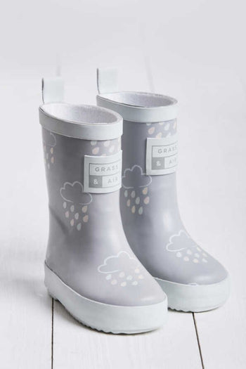 Light Grey Colour-Changing Kids Wellies Grass & Air