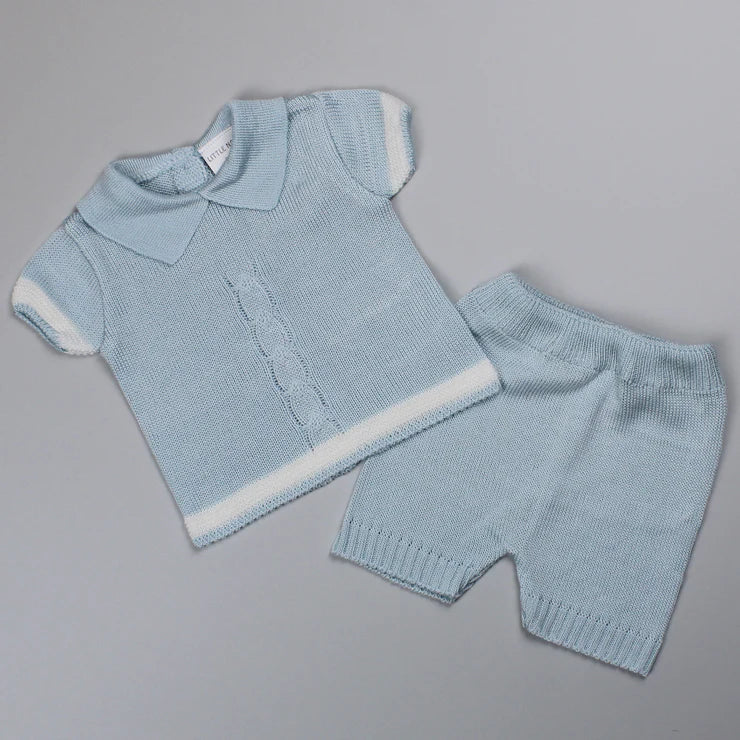 Baby Blue Knitted 2 Piece Outfit Little Nosh