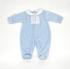 Baby Sleepsuit All In One Babygrow Blue Velour Little Nosh