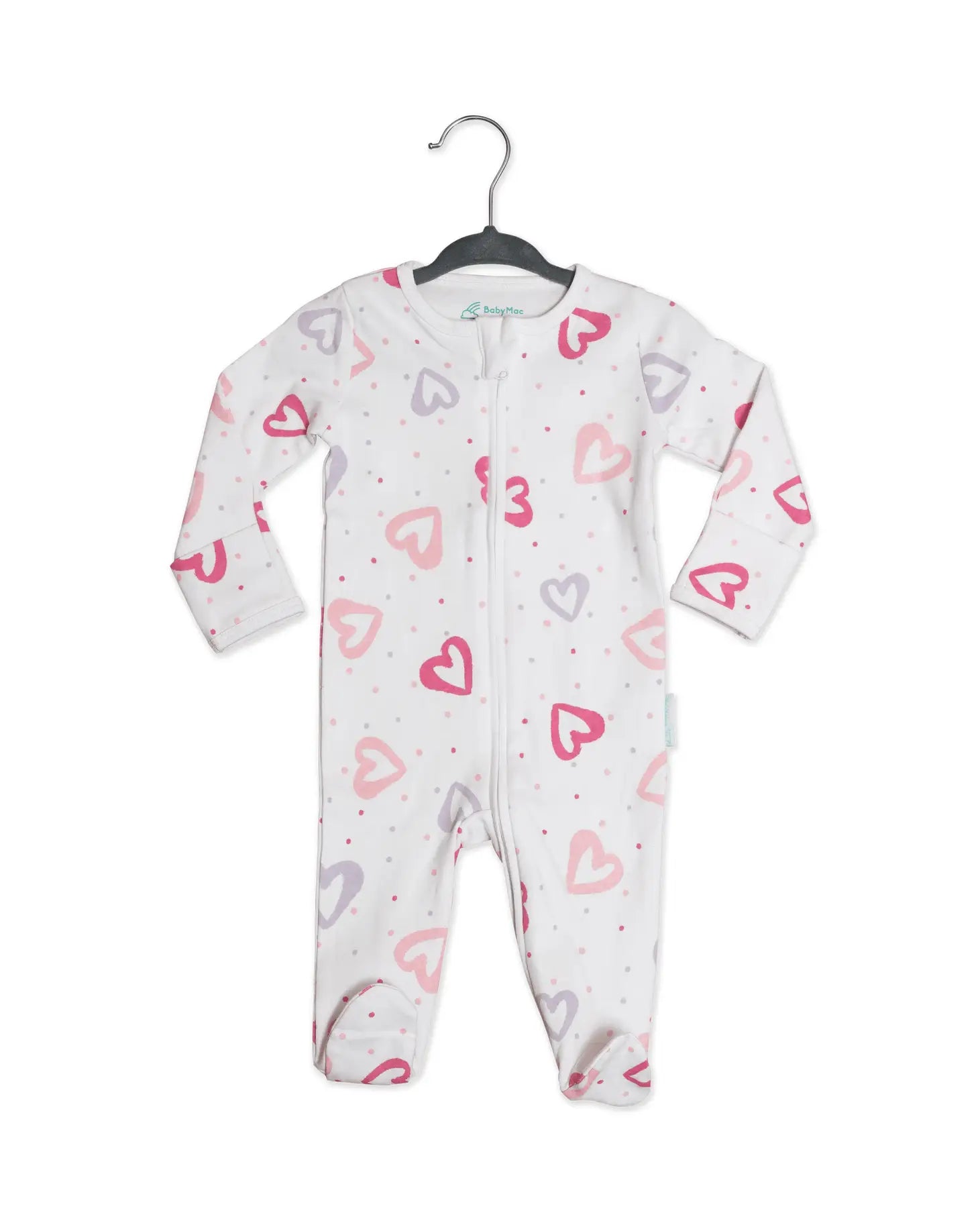 BabyMac Organic Cotton Sleepsuit Heart Print Design