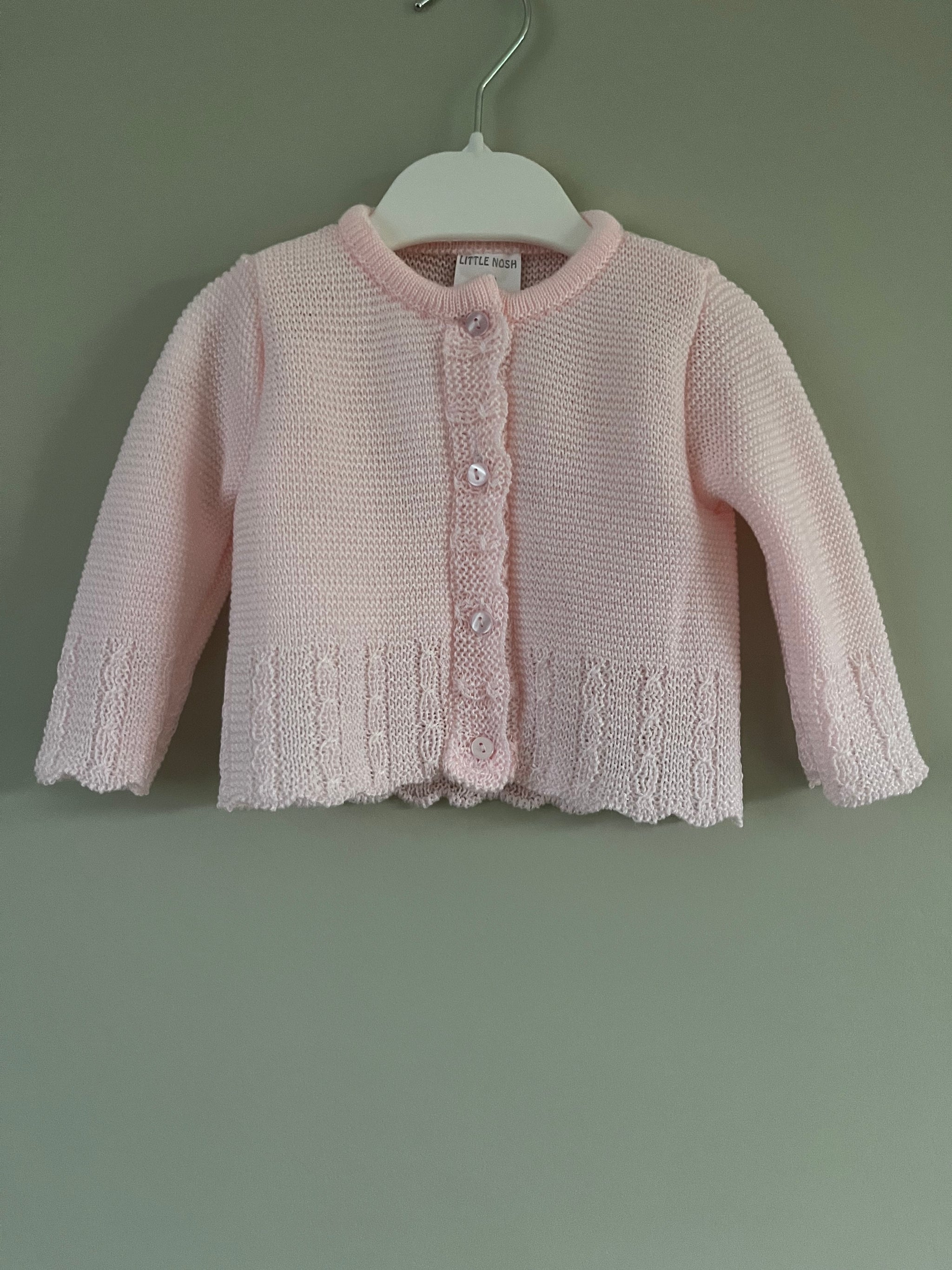 Baby Pink Scallop Edged Cardigan Traditional  Little Nosh