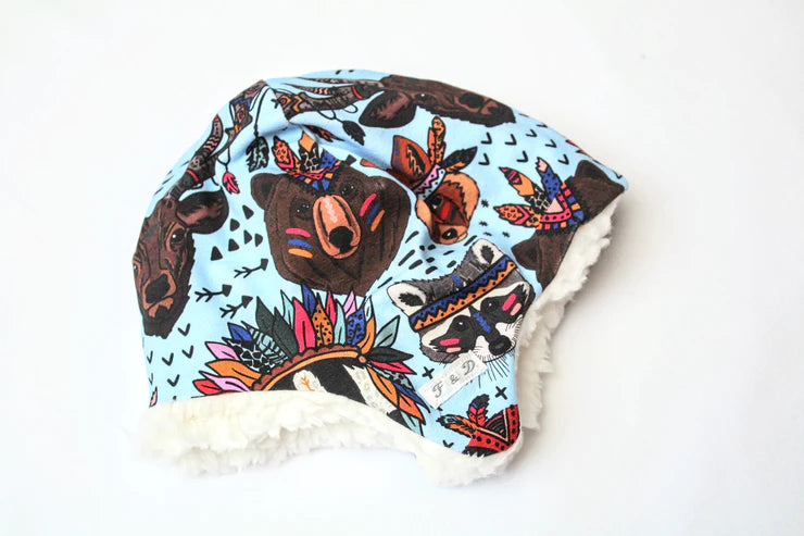 Freckles & Daisies Forest Friends Print Trapper Hat