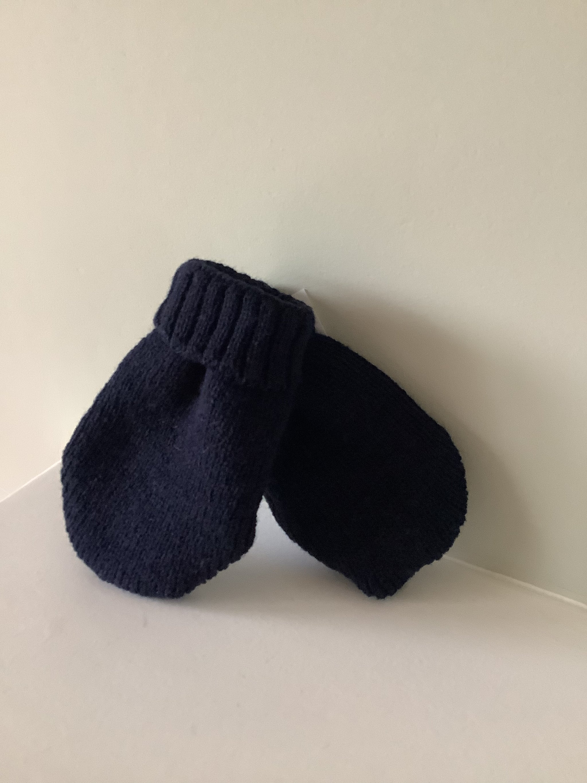 Navy Knitted Baby Mittens