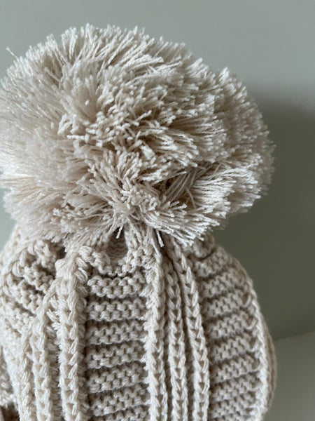 Biscuit Beige Jazz Pom Knitted Bobble Hat