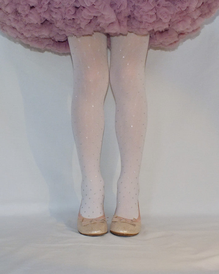 White Tights with Silver Stars