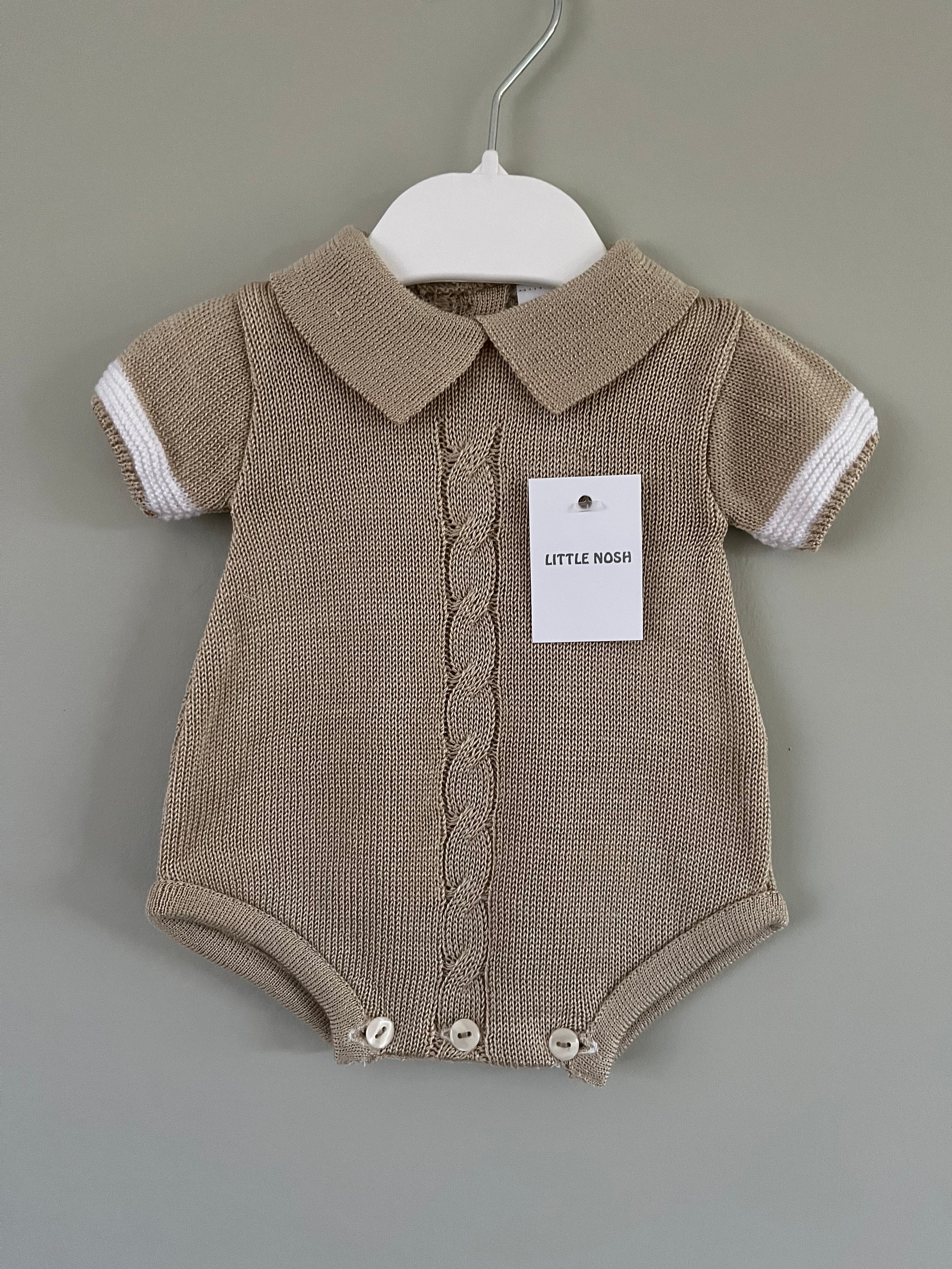 Baby Beige Knitted Romper Outfit Little Nosh SALE