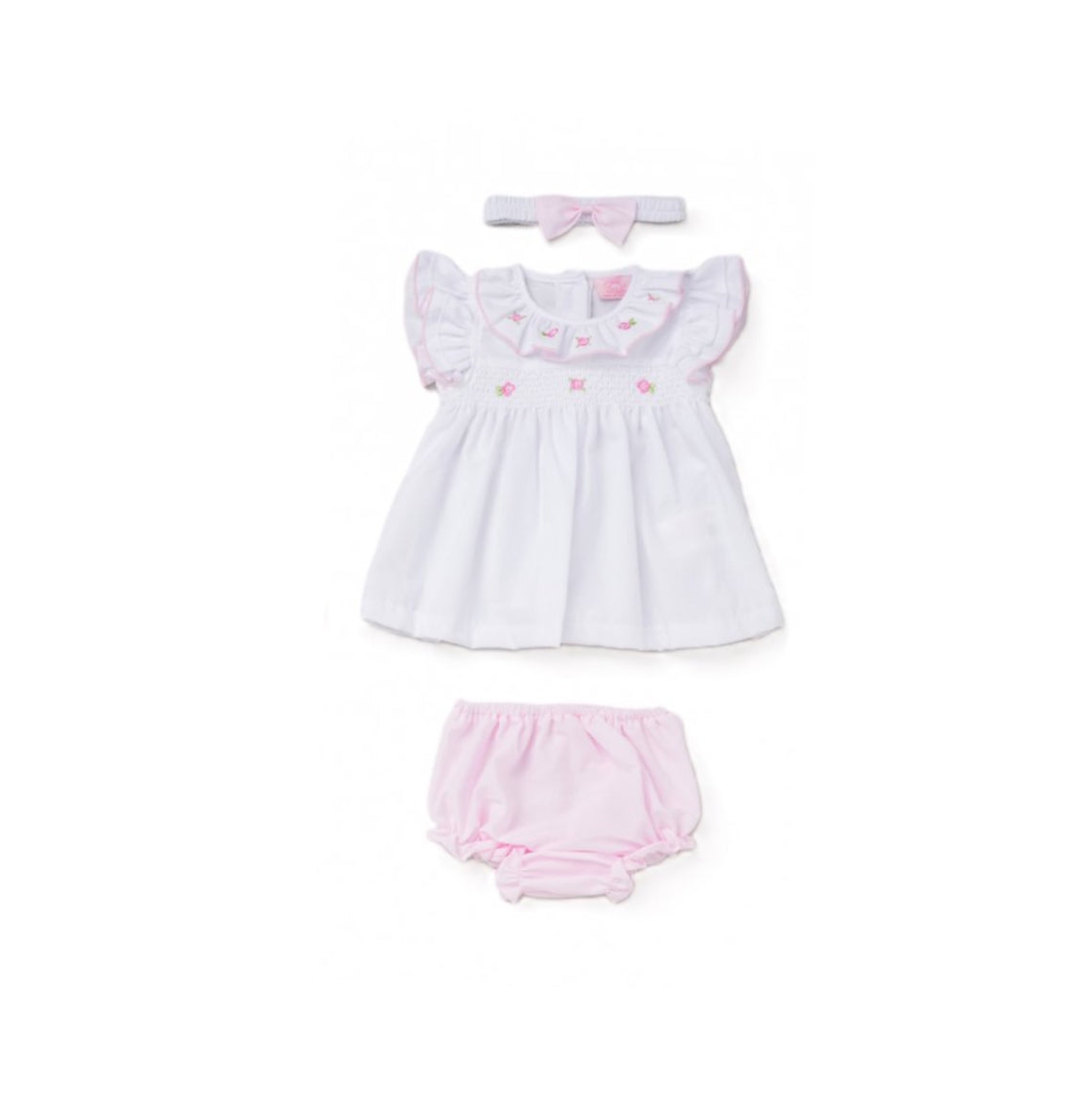 Rock-a-Bye Baby White & Pink Dress & Headband Set