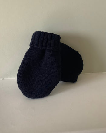 Navy Knitted Baby Mittens