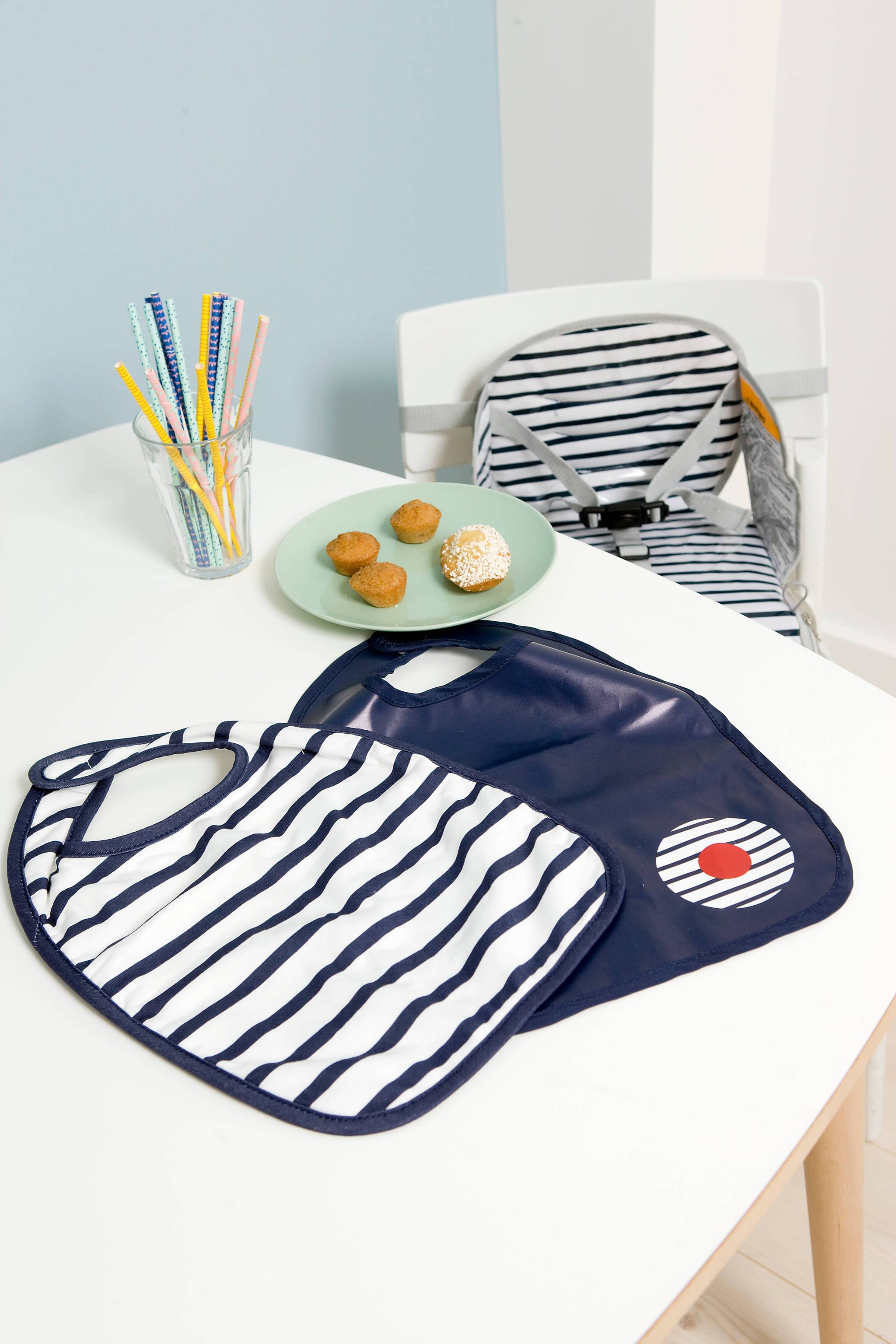 BTL Set of 2 Bibs - Blue Stripes