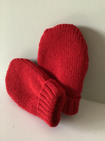 Red Knitted Baby Mittens