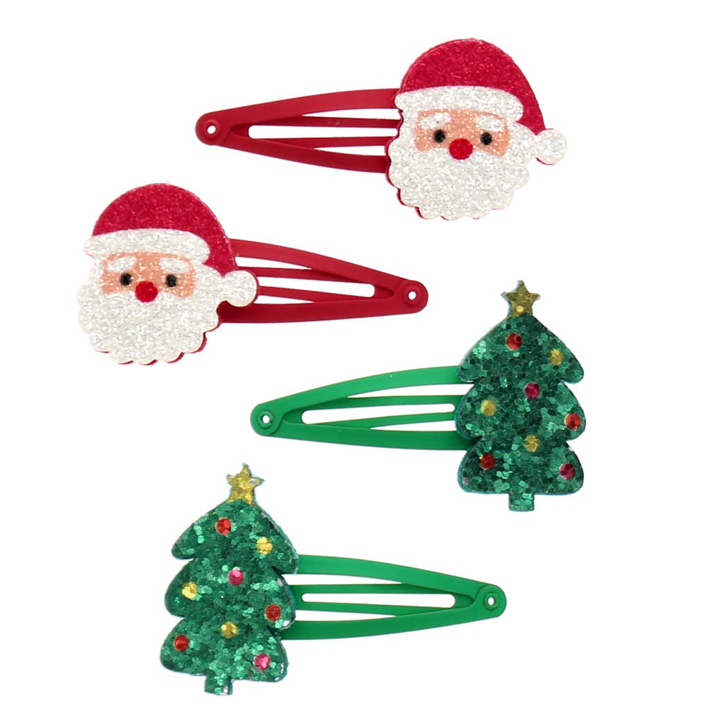 Glitter hair clips (set of 4) - Christmas