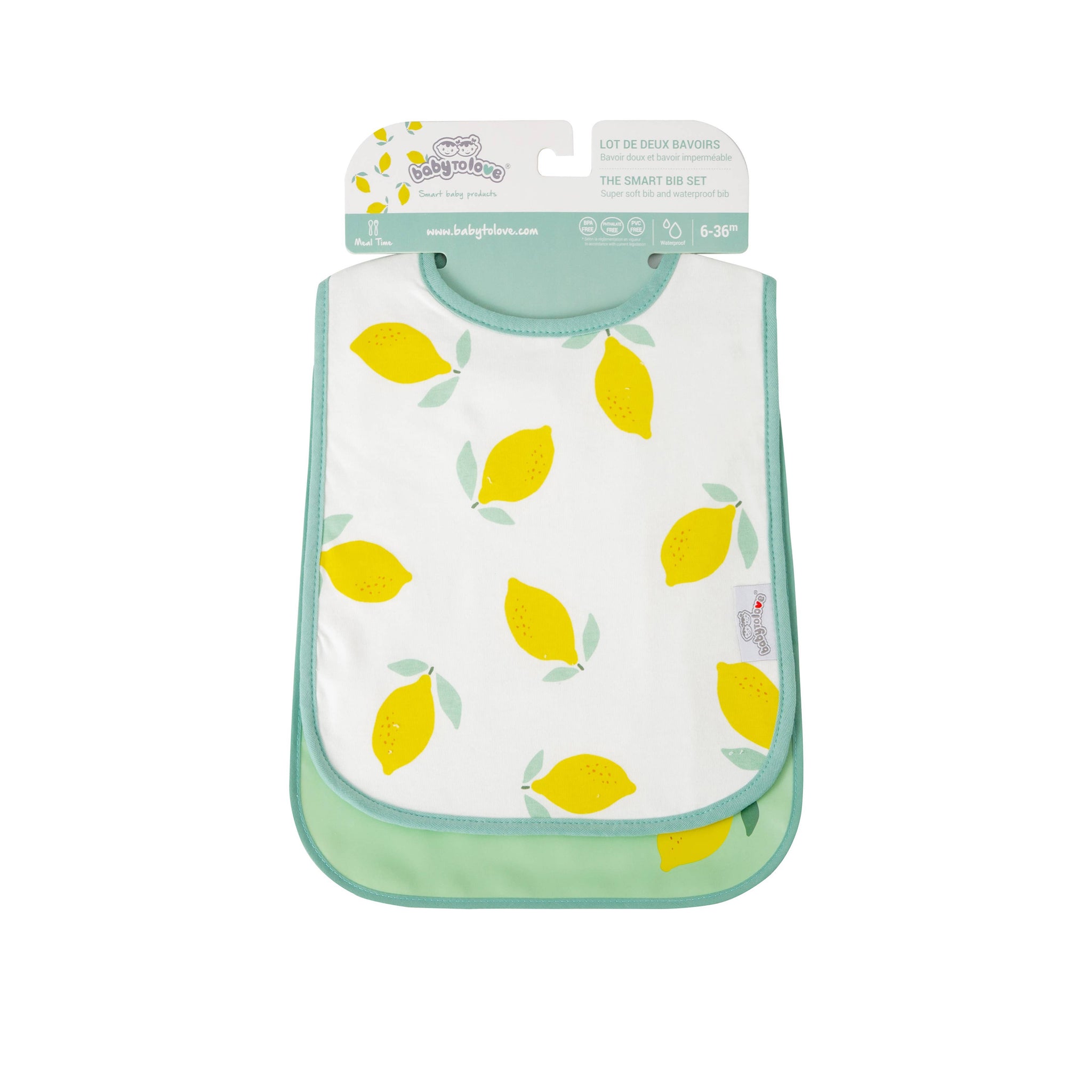 BTL Set of 2 Bibs - Happy Lemon