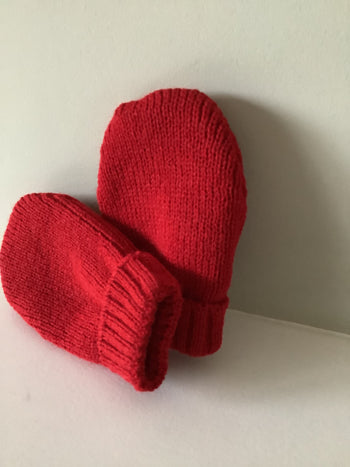 Red Knitted Baby Mittens
