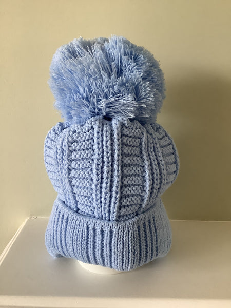 Jazz Blue Single Pom Knitted Bobble Hat