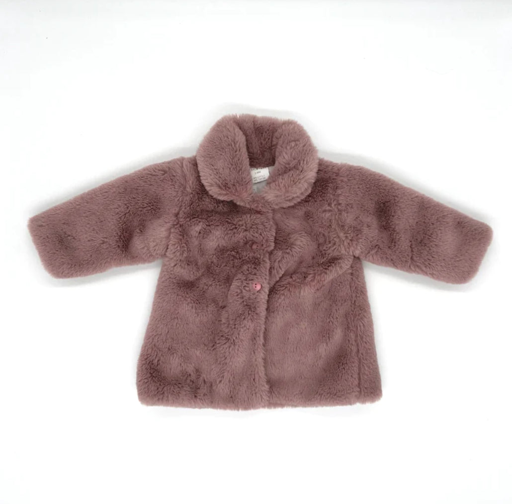 Little Nosh Dusky Pink Baby Faux Fur Coat