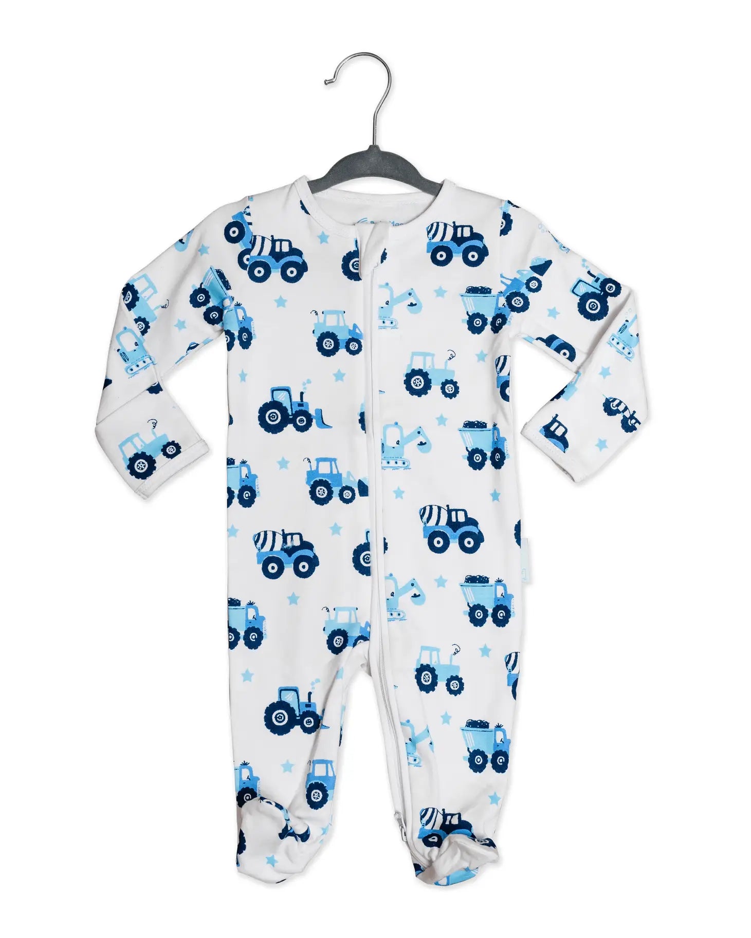 BabyMac Organic Cotton Sleepsuit Vehicle Print Zip up