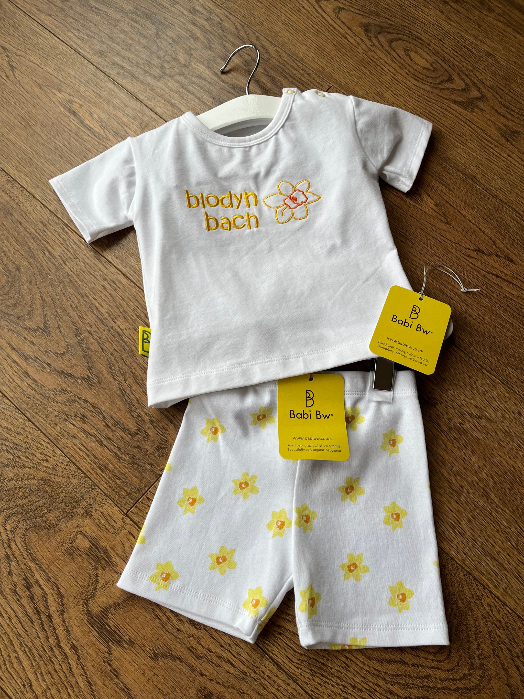 Babi Bw OFFER Daffodil Print Shorts & Blodyn Bach T-shirt Set