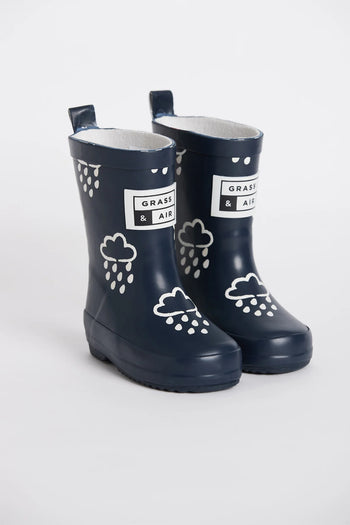 Navy Colour-Changing Kids Wellies Grass & Air