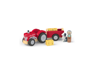 Jumini Wooden Tractor & Trailer with Bales Toy