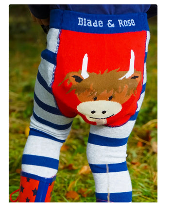 Navy  Highland Cow Leggings Blade & Rose