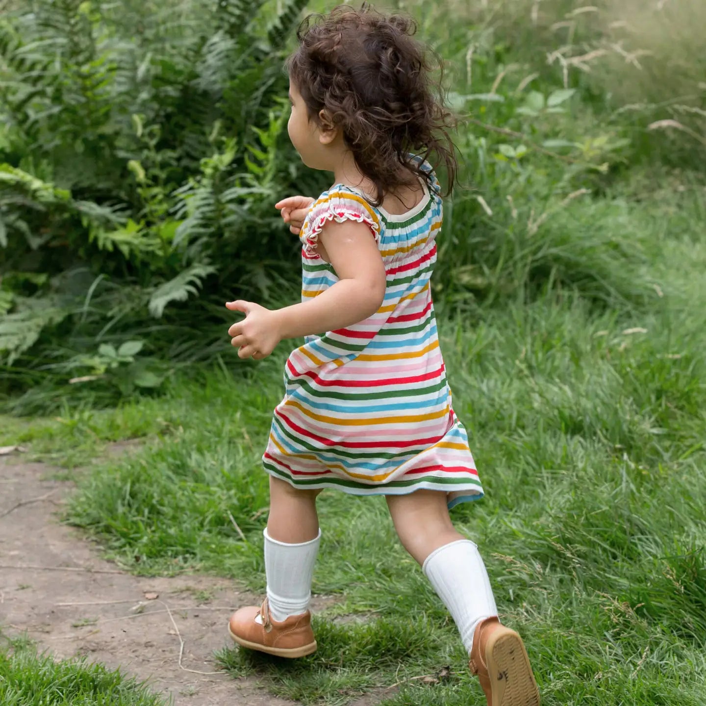 Rainbow Striped Pocket Play Dress Little Green Radicals