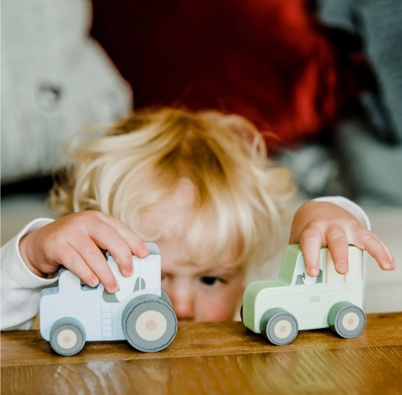 Tractor First Push Wooden Toy Orange Tree