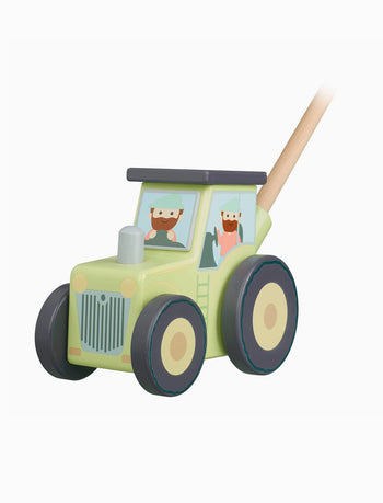 Tractor Boxed Push Along Wooden Toy Orange Tree