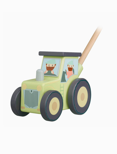 Tractor Boxed Push Along Wooden Toy Orange Tree