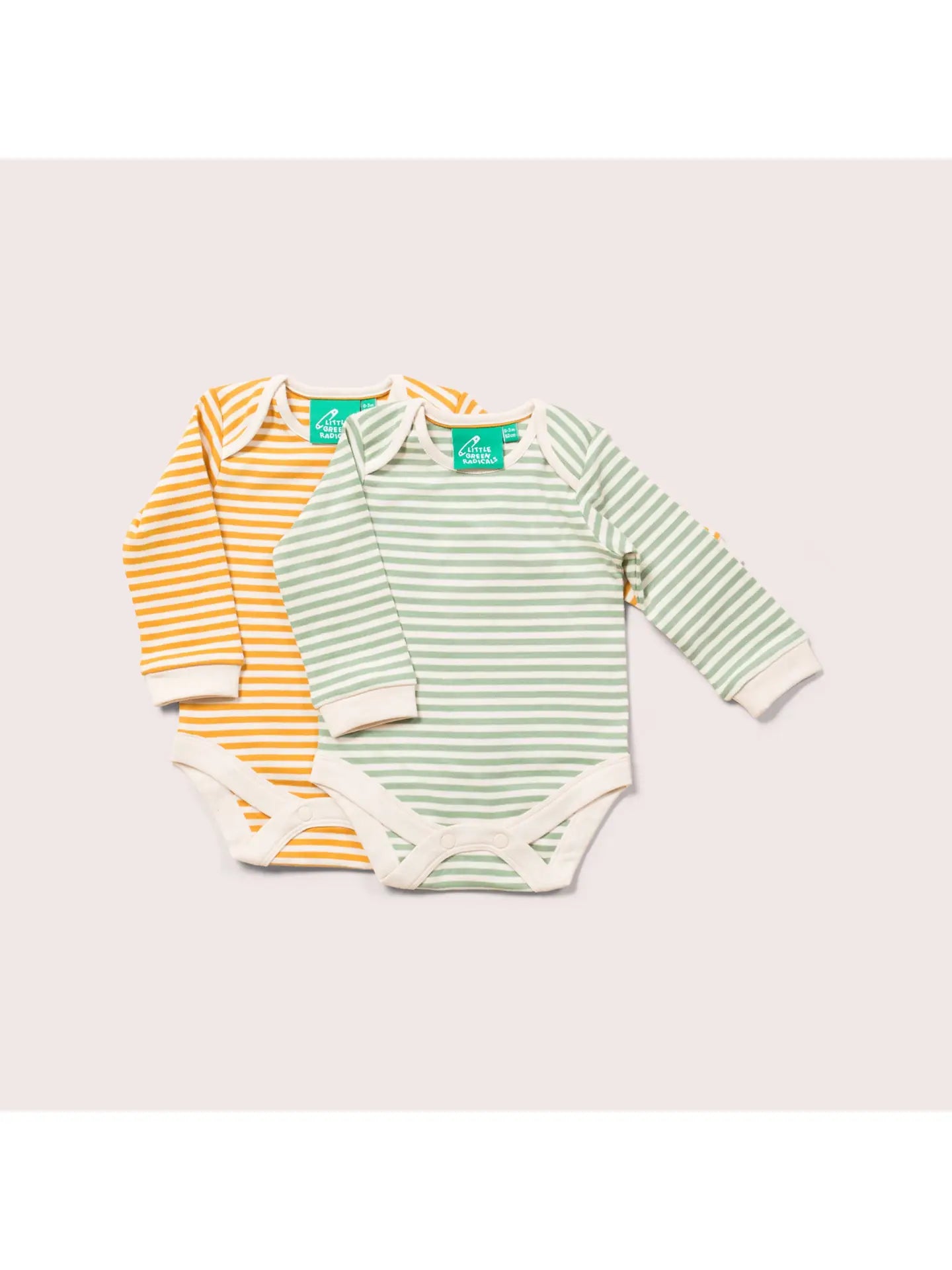 Golden & Green Striped Organic Baby Bodysuit Set - 2 Pack Little Green Radicals