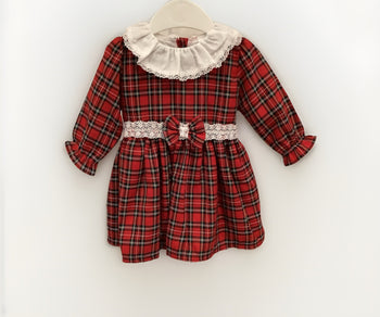 Traditional Red Tartan Dress from  Little Nosh
