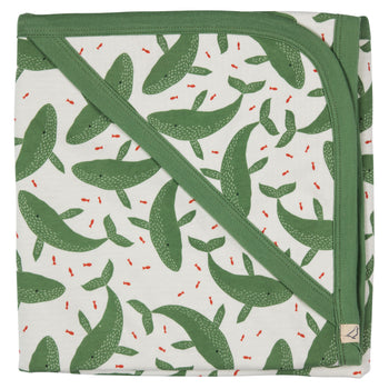 Pigeon Organics Whales Print Hooded Blanket