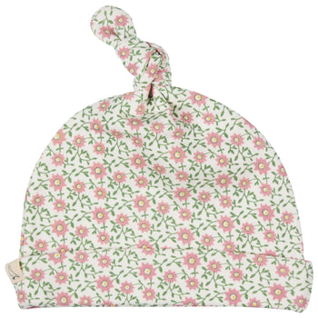 Ditsy Pink Print Knotted Hat Pigeon Organic