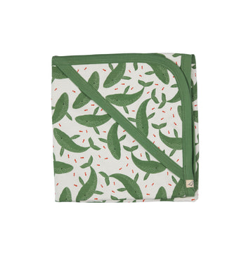 Pigeon Organics Whales Print Hooded Blanket